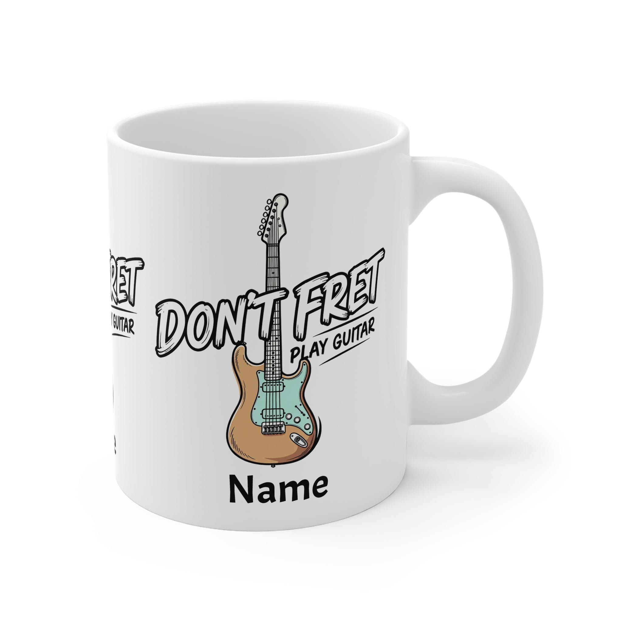 Don't Fret Play Guitar Mug | Personalised Guitar Coffee Mug – Fat Boris Guitar Shed 