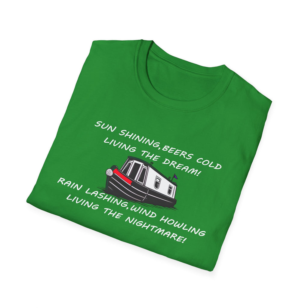 English Canal Narrow Boat Living the Dream Living the Nightmare funny T Shirt