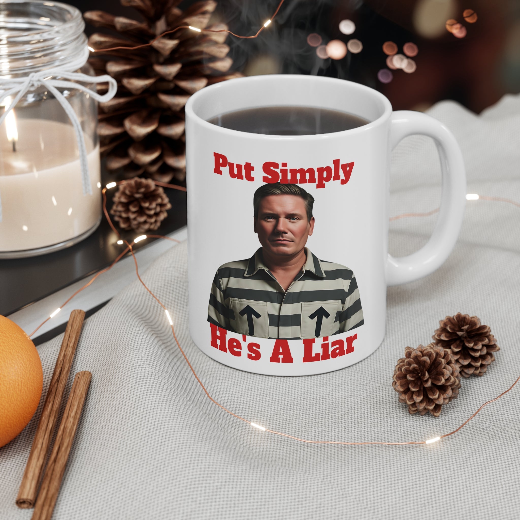 Kier Starmer — "Simply Put He's a Liar" Graphic 11oz  Coffee Mug Printify