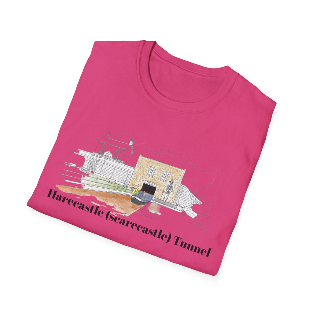 Harecastle  (Scarecastle) Tunnel illustration T-Shirt — Vintage canal narrowboat Tee Printify