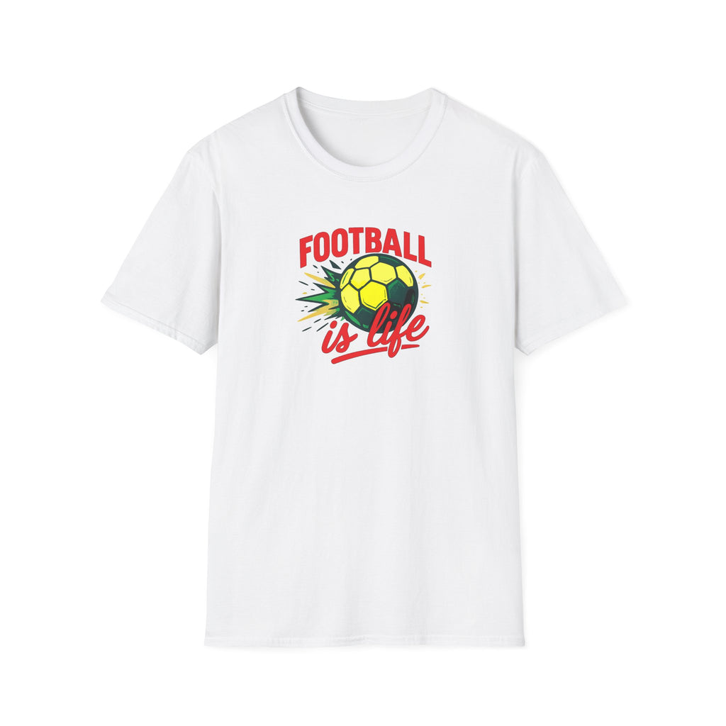 Football is life graphic on white t shirt inspired by Ted lasso TV show