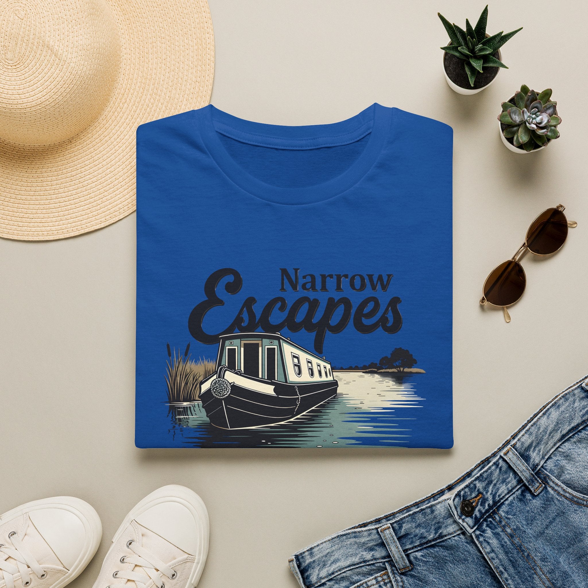 Classic Narrowboat t-shirt perfect for canal lovers, narrowboat owners & fans of Channel 4’s Narrow Escapes. Printify