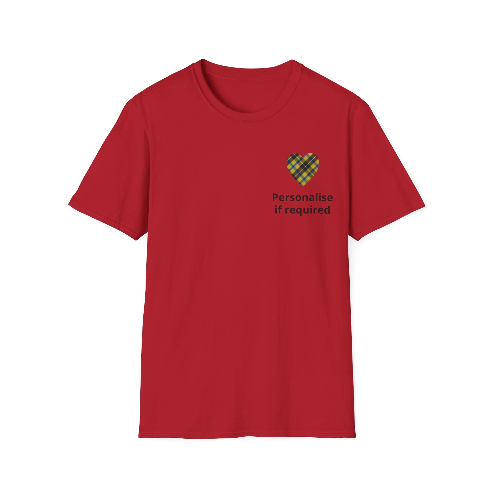 Plaid Heart T-Shirt — Personalized If Required Chest Design Printify