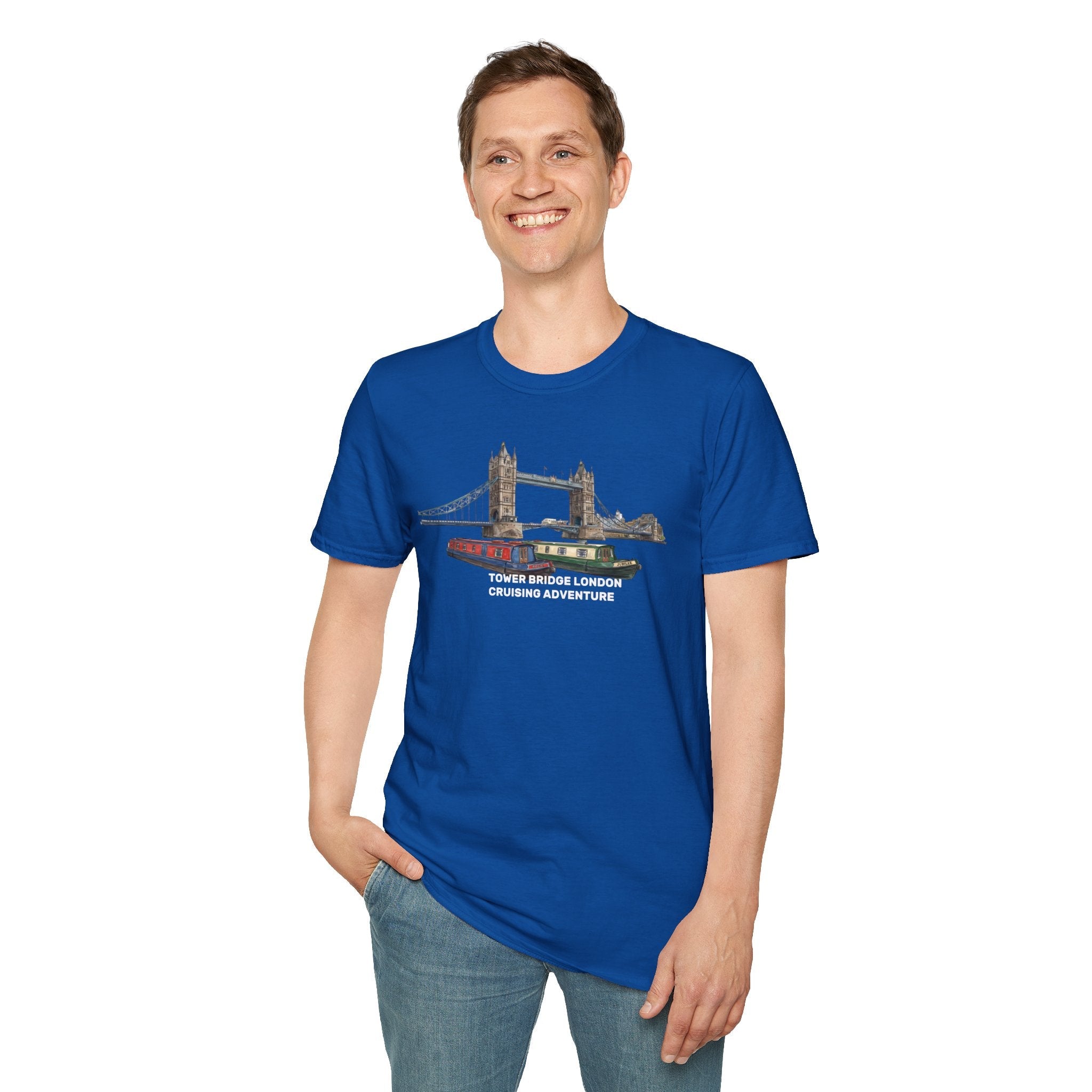 Tower Bridge London T-Shirt –Canal Narrowboat Thames River Cityscape Graphic Tee Printify