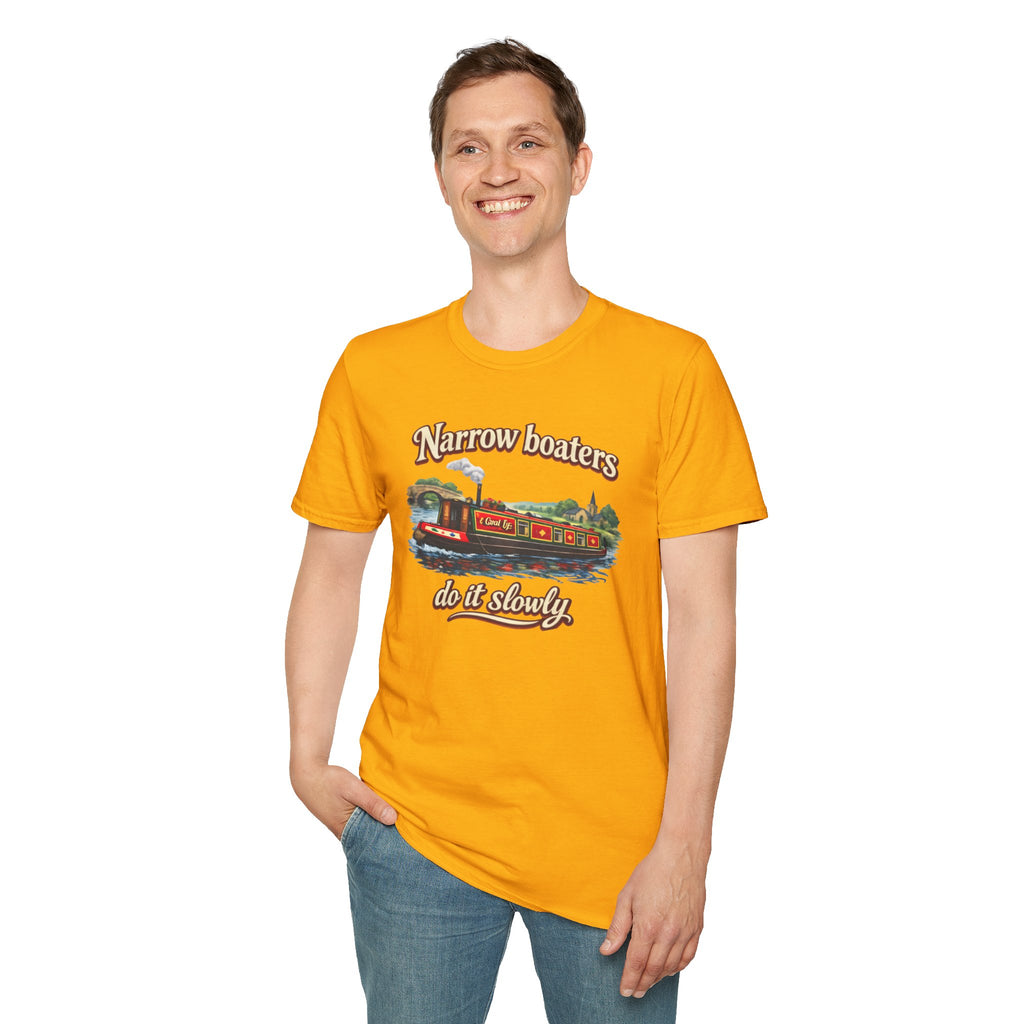 Narrow Boaters Do It Slowly T-Shirt — Canal Boat Vintage Graphic Tee Printify