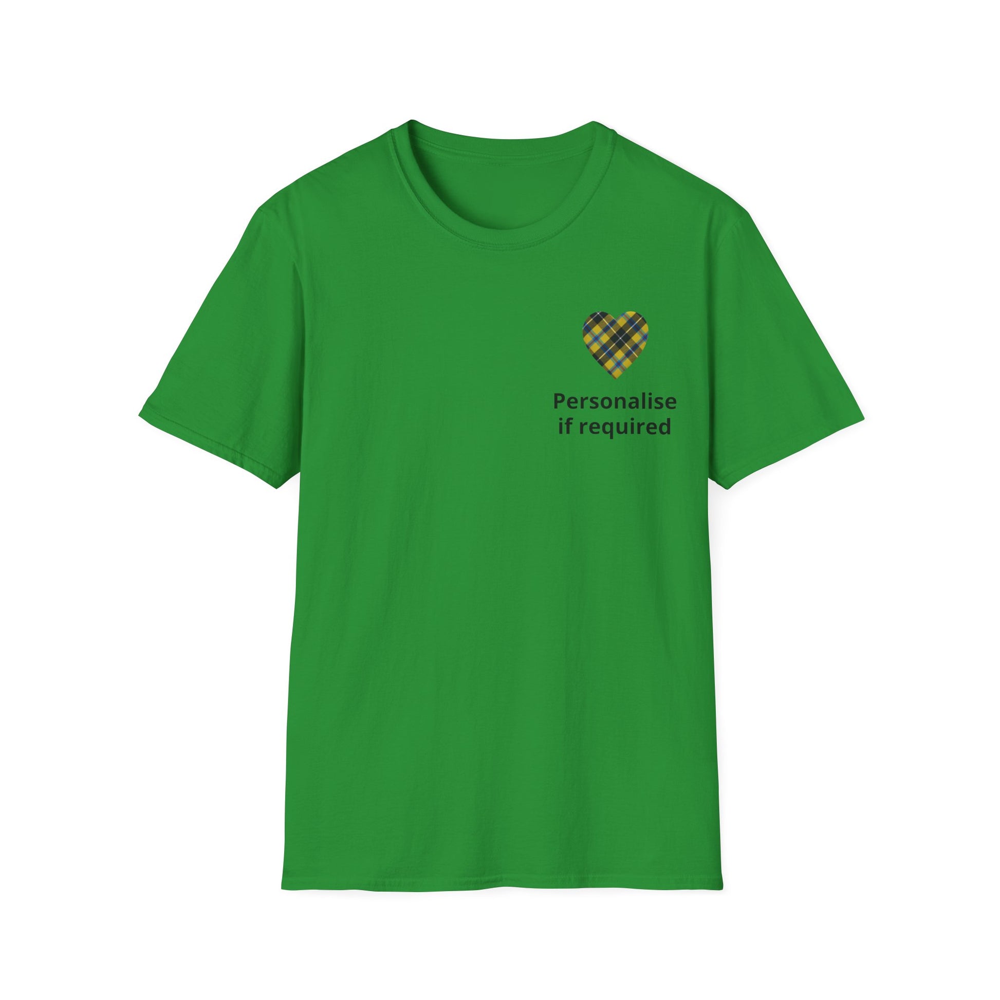 Plaid Heart T-Shirt — Personalized If Required Chest Design Printify