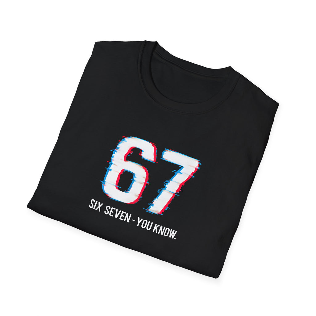 Folded Glitch 6 7 Unisex Soft style Black T-Shirt | Six Seven You Know Meme Tee | Viral Streetwear Graphic 
