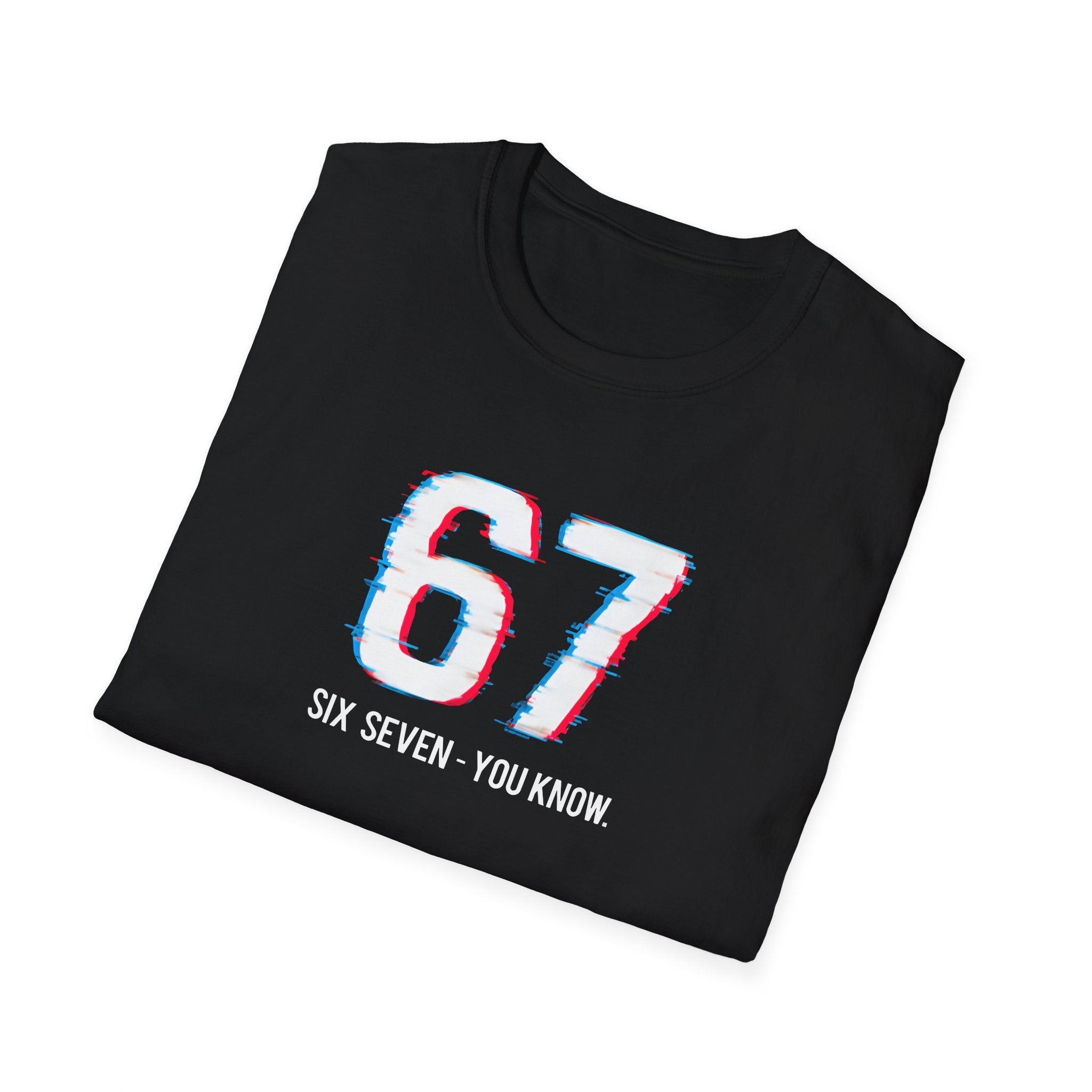 Folded Glitch 6 7 Unisex Soft style Black T-Shirt | Six Seven You Know Meme Tee | Viral Streetwear Graphic 