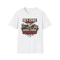 White t-shirt with 'Net-Zero Equals Criminal Economic Destruction' graphic design on a white background