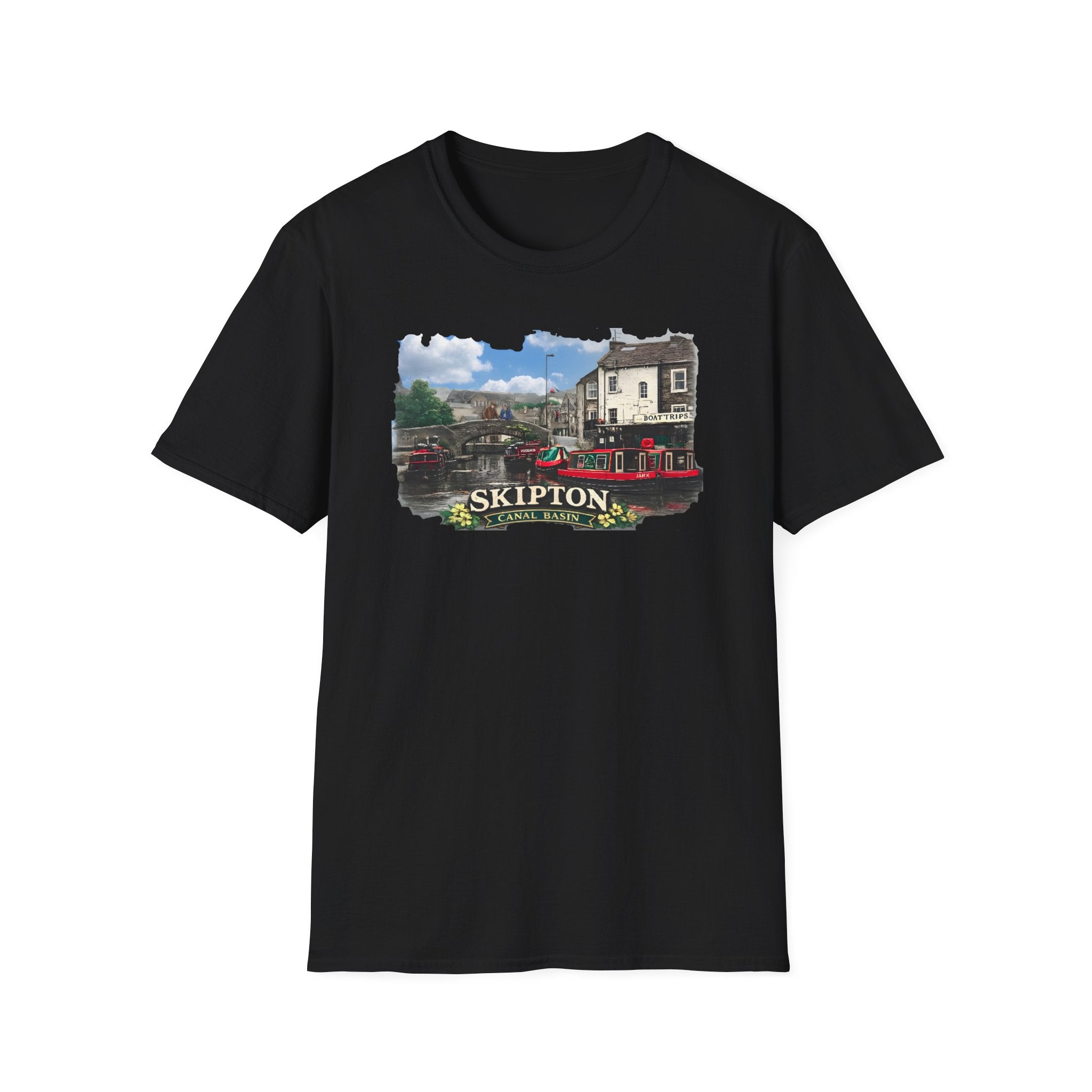 Historic Skipton- Canal Basin-Scene T  shirt Yorkshires Most Picturesque Waterway Printify