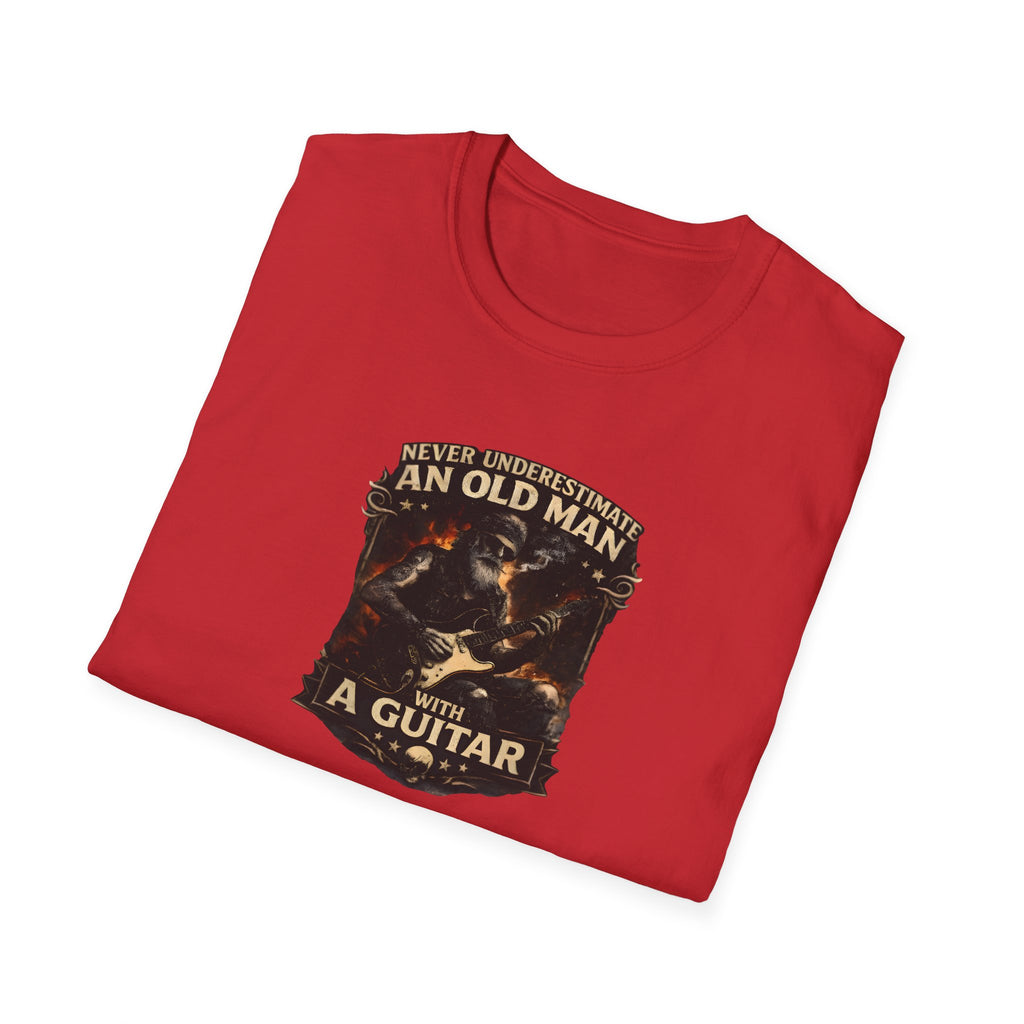 Never underestimate an old man with a guitar vintage rock guitarist t-shirt design