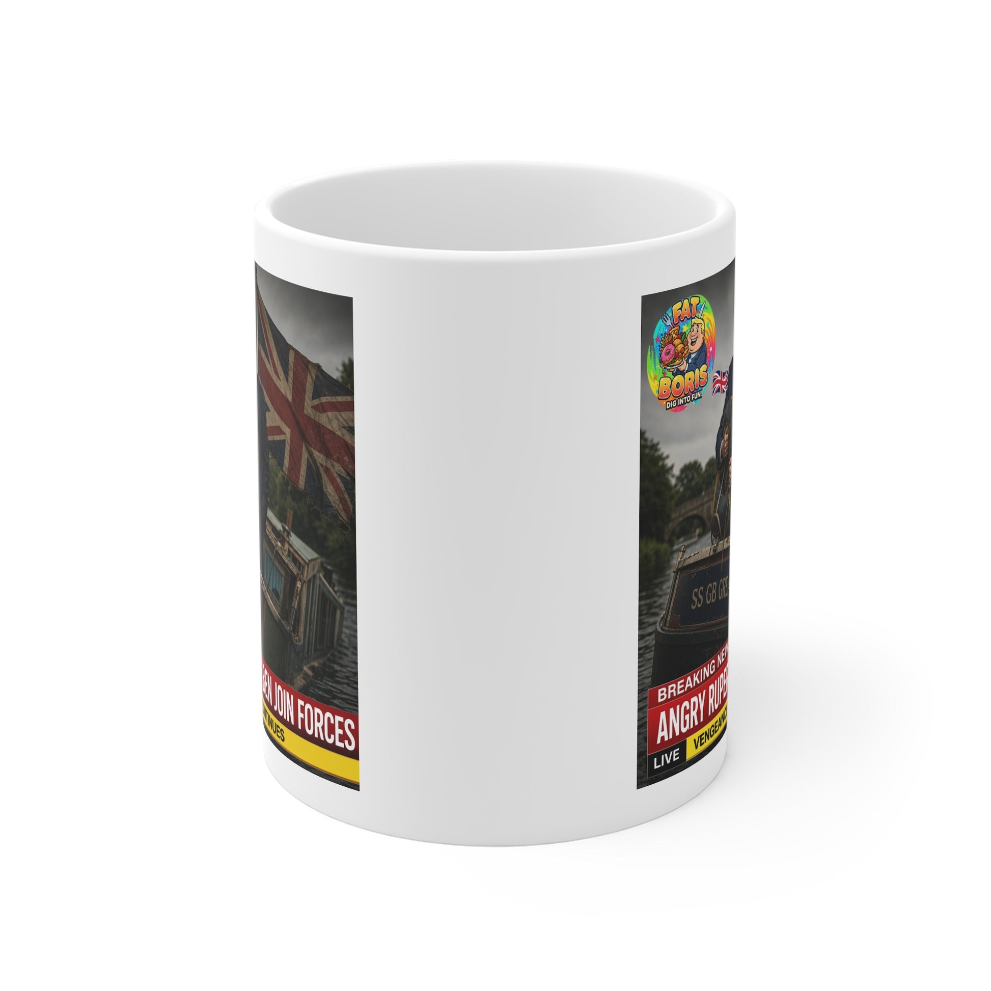 Political Satire Mug — 'Angry Rupert & Bitter Ben Join Forces' News-Style Coffee Cup Printify