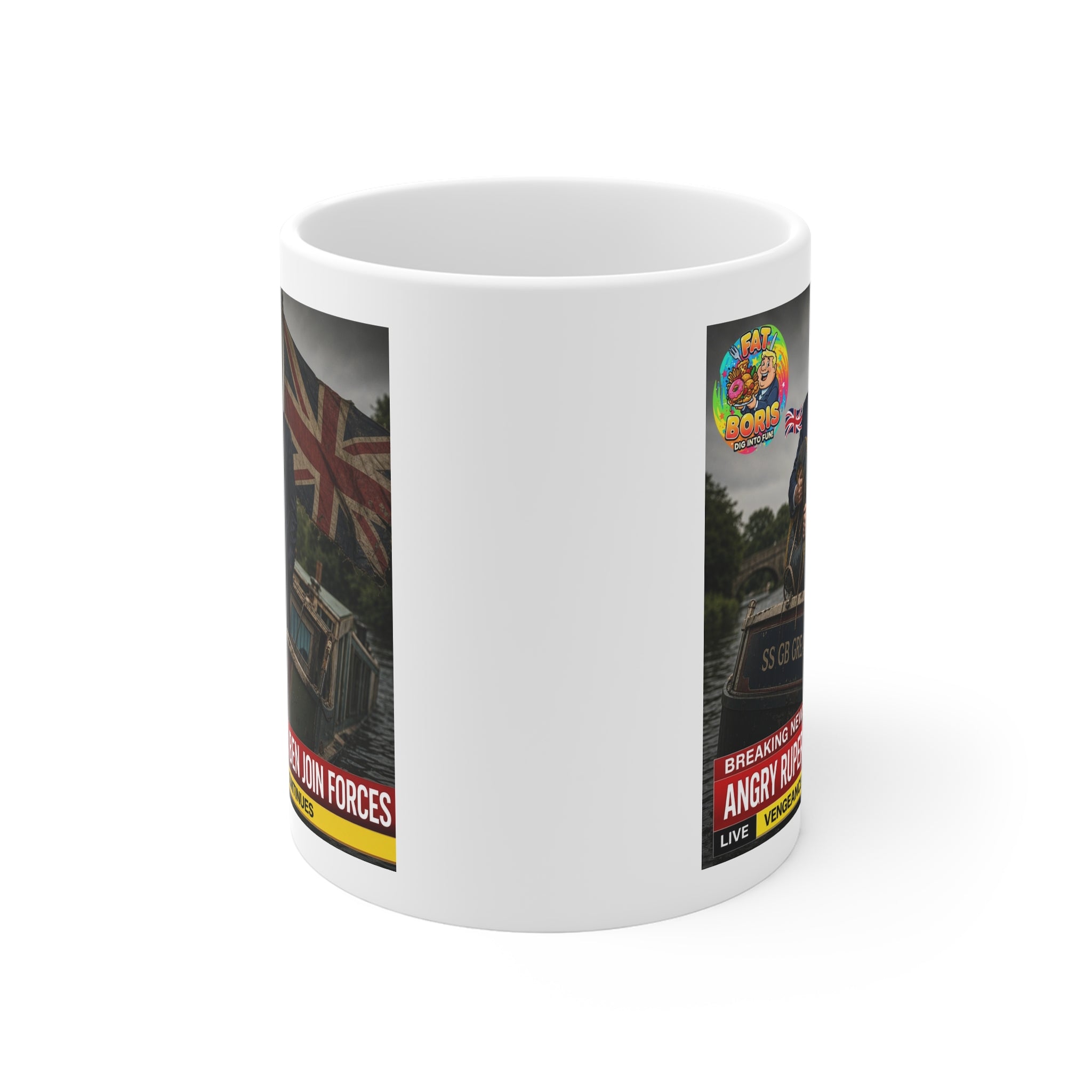 Political Satire Mug — 'Angry Rupert & Bitter Ben Join Forces' News-Style Coffee Cup Printify