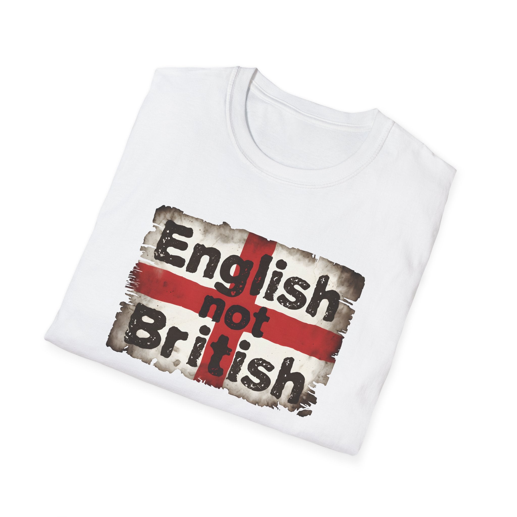 English Not British T-Shirt | St George Cross Distressed Flag Typography 