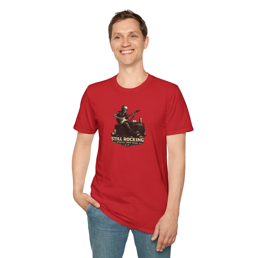 "Still Rocking Skeleton Guitarist T Shirt Vintage Rock Guitar Player Design"