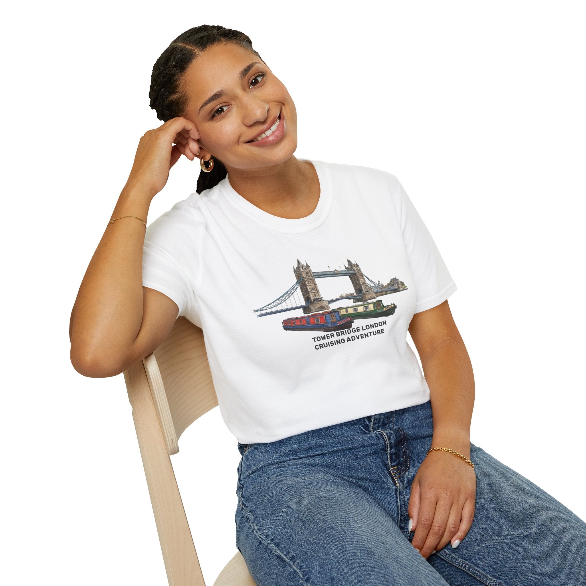 Tower Bridge London T-Shirt –Canal Narrowboat Thames River Cityscape Graphic Tee Printify