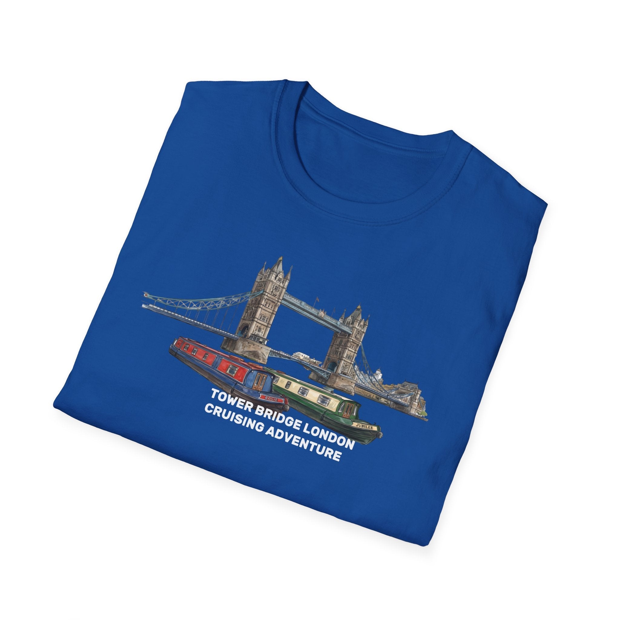Tower Bridge London T-Shirt –Canal Narrowboat Thames River Cityscape Graphic Tee Printify