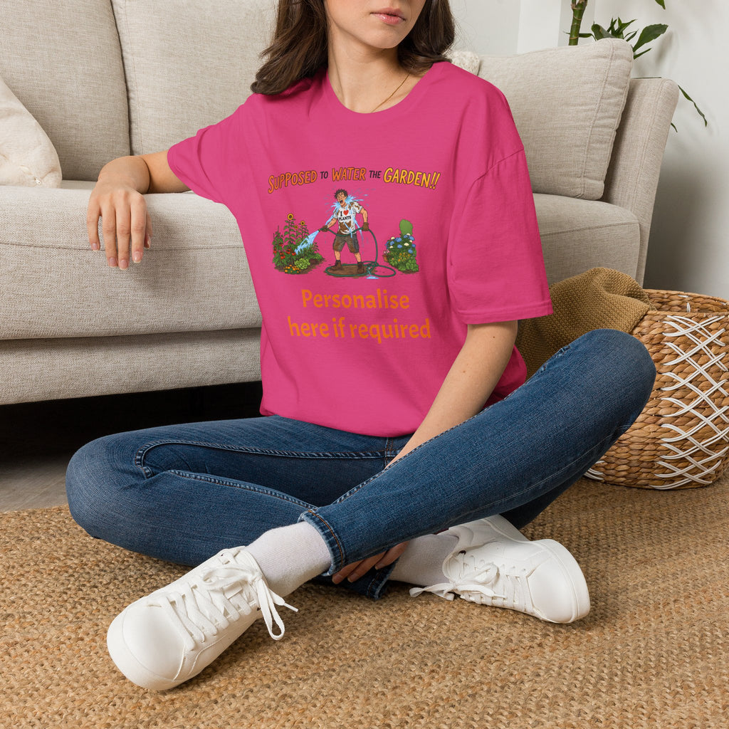 Garden Hose T‑Shirt — “Supposed to Water the Garden!!” Funny Gardener Tee -Personalise Option Printify