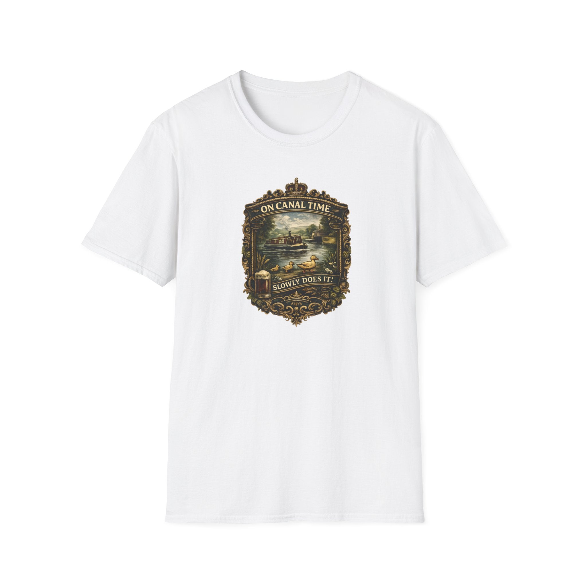 Canal Time Vintage Graphic T-Shirt — 'On Canal Time' Scenic Emblem