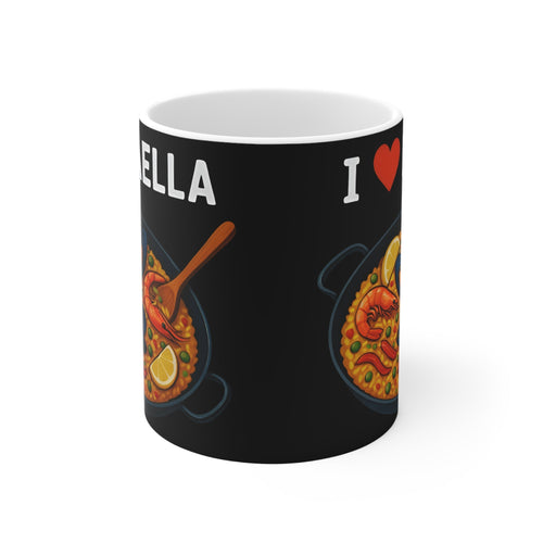 11oz White Mug, I Love Paella Mug, Foodie Gift, Kitchen Lover Gift, Culinary Printify