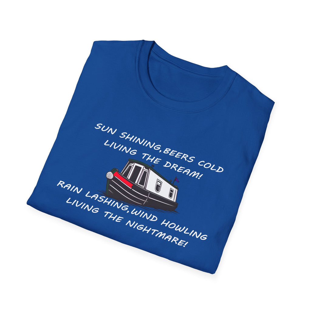 English Canal Narrow Boat Living the Dream Living the Nightmare funny T Shirt Printify