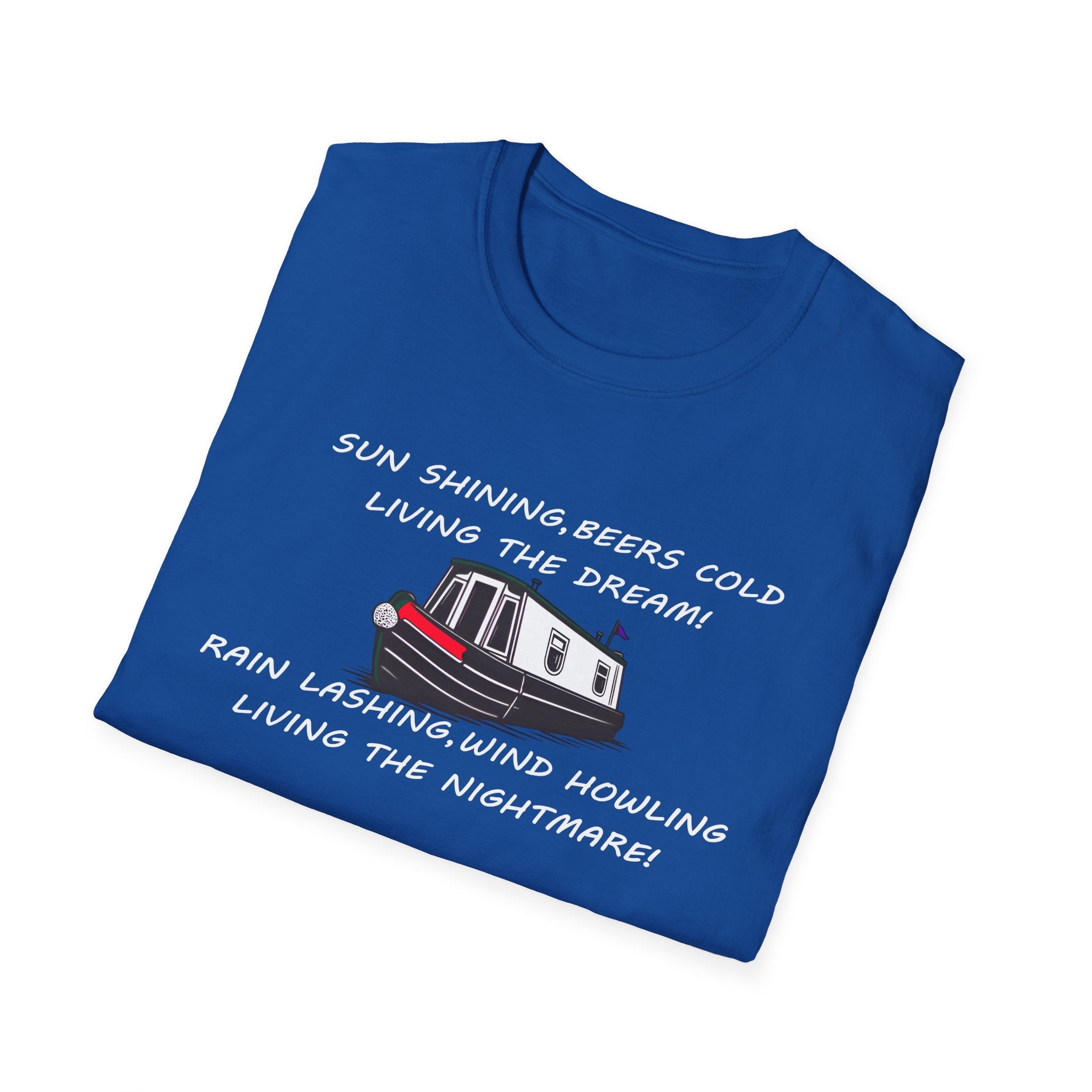 English Canal Narrow Boat Living the Dream Living the Nightmare funny T Shirt Printify
