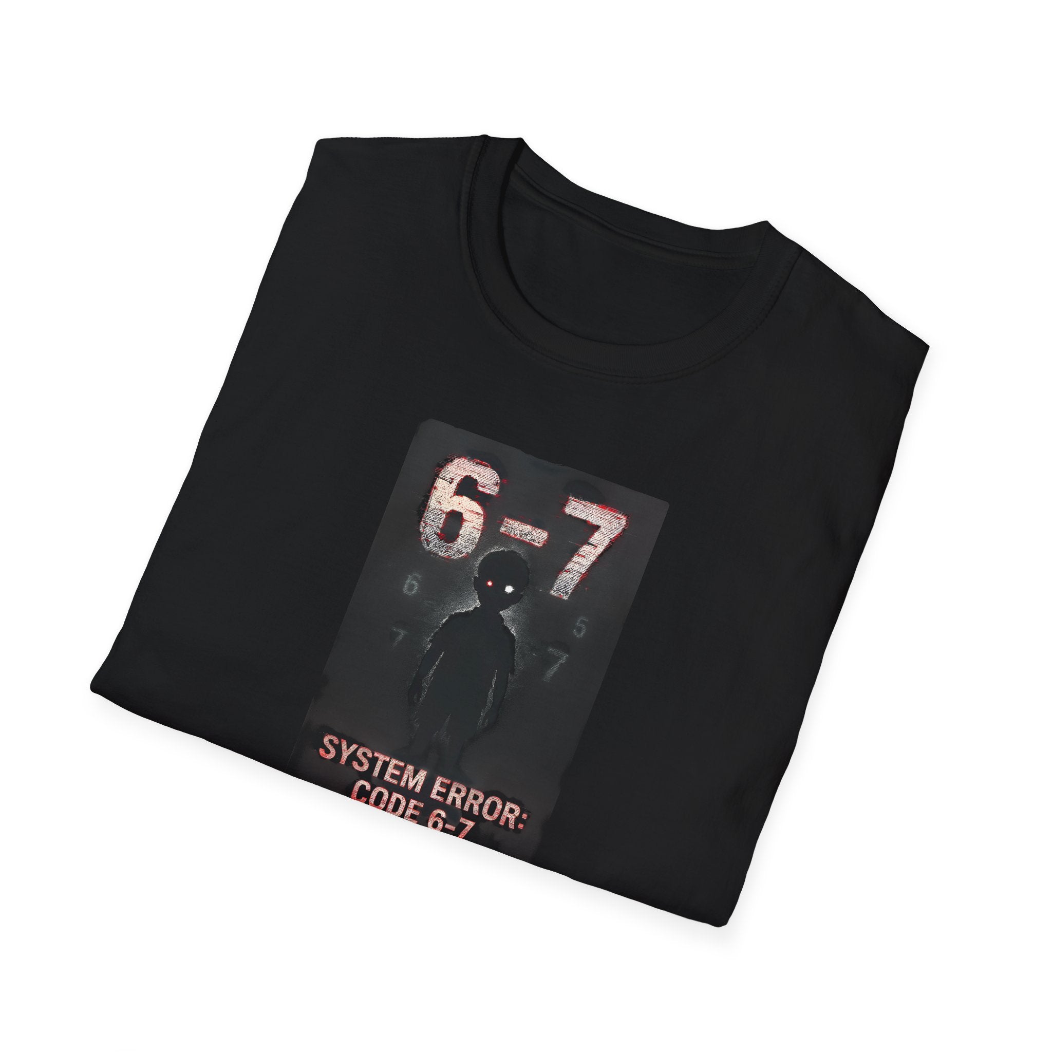 FOLDED "Black t-shirt with System Error Code 6-7 dark aesthetic graphic design" 