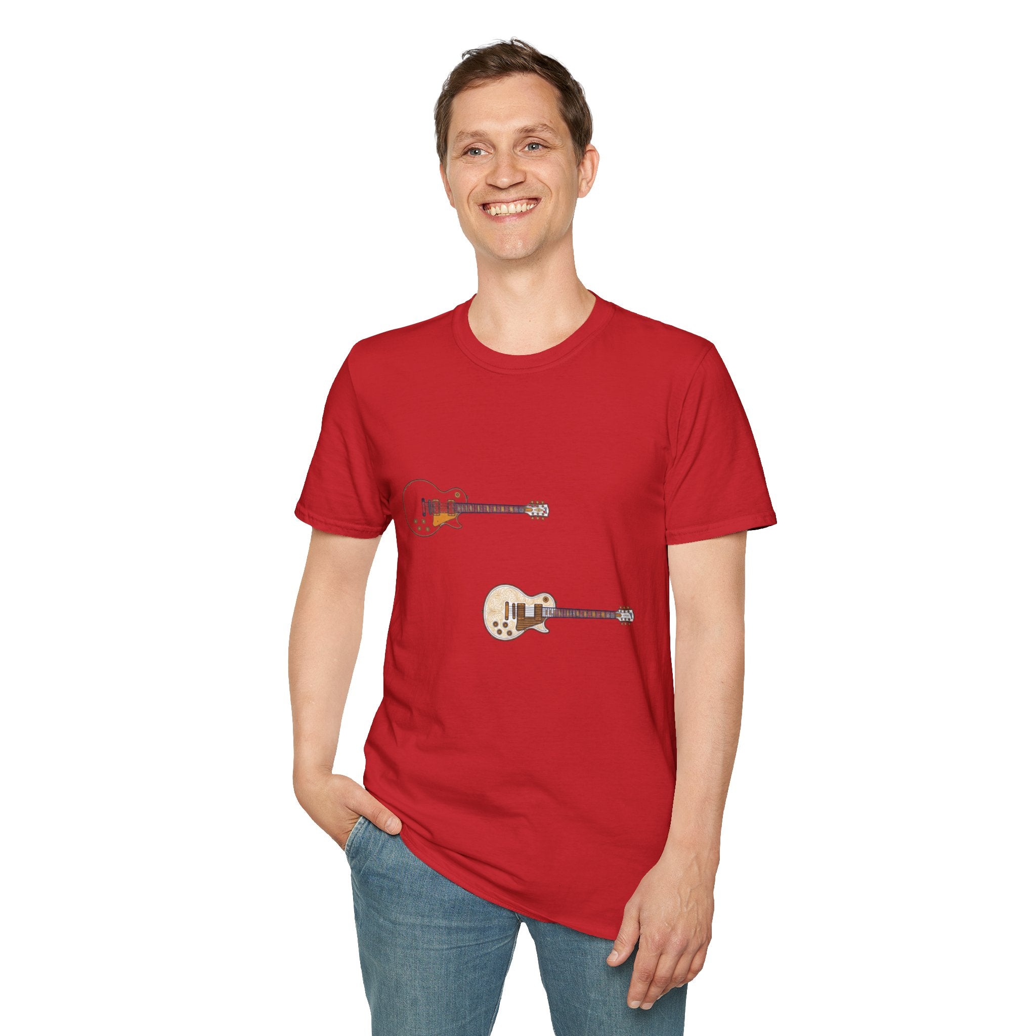 Electric Guitar Duo T-Shirt — Minimalist Music Tee for Guitarists & Music Lovers