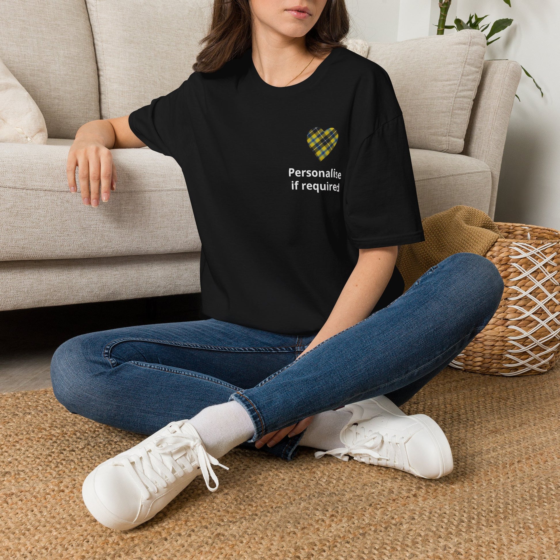 Plaid Heart T-Shirt — Personalized If Required Chest Design Printify