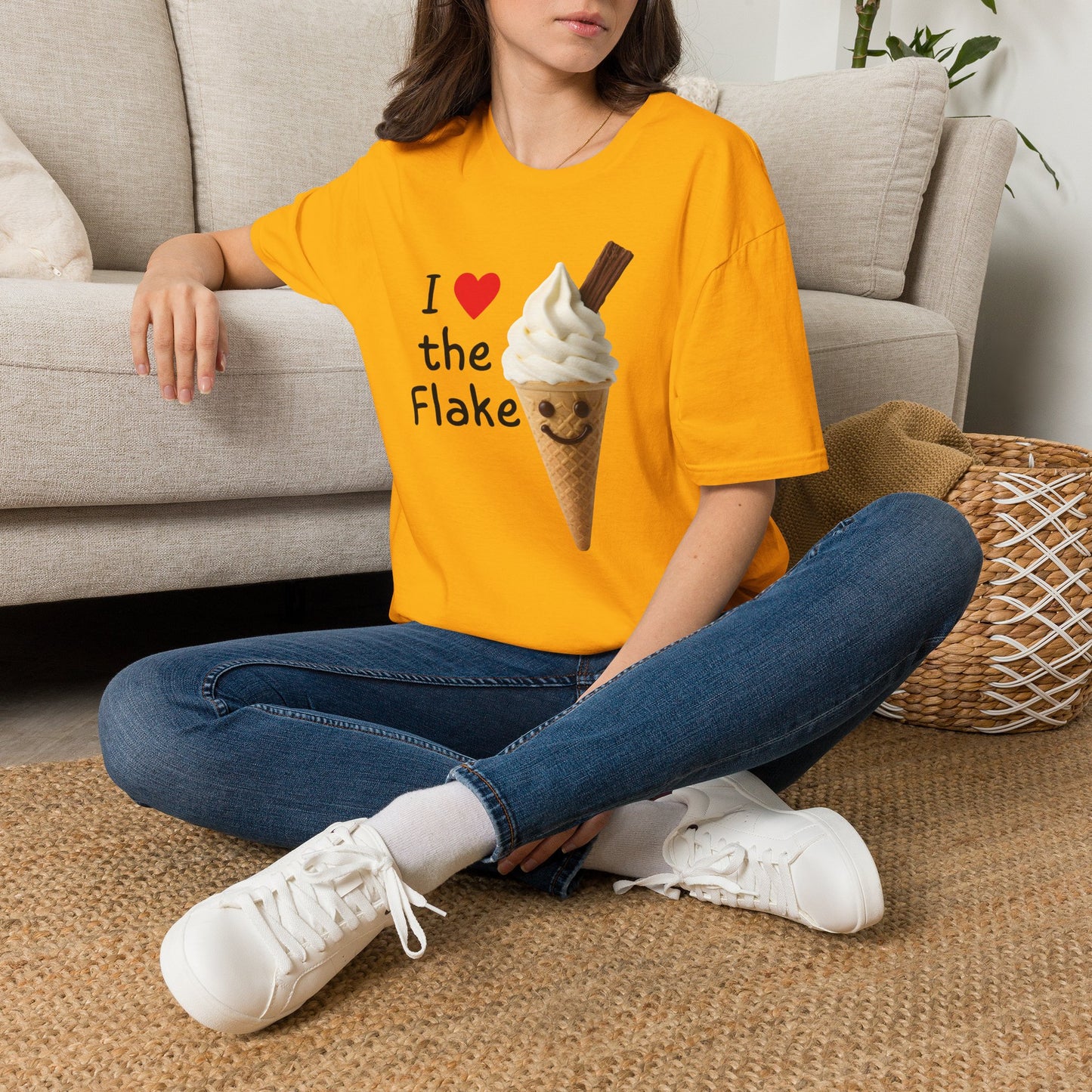 I Love the Flake Whippy Ice Cream T-Shirt | Funny Soft Serve Cone with Cadbury Flake Design Printify