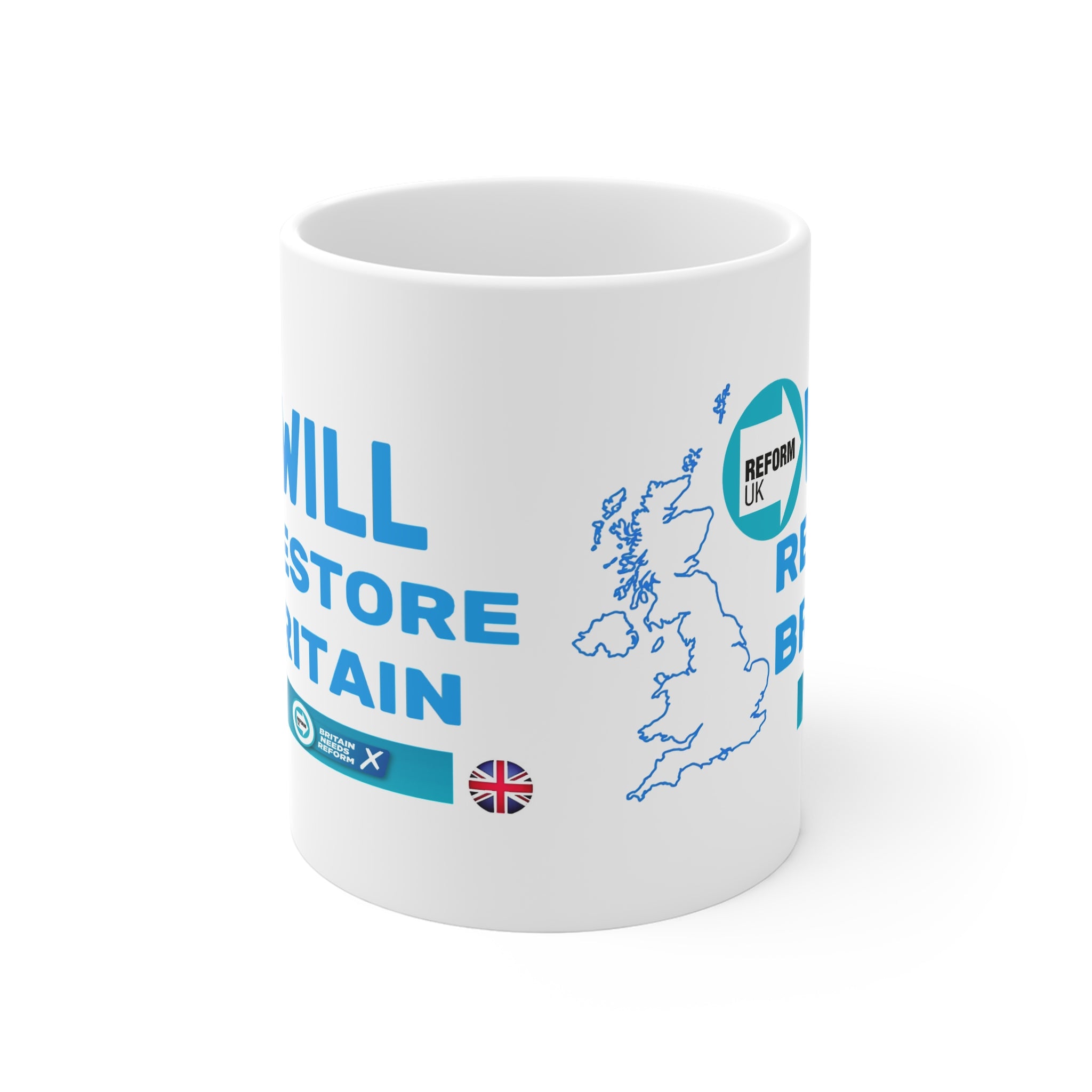 Reform UK 'Will Restore Britain' 11oz Mug Pulitical Satire Printify
