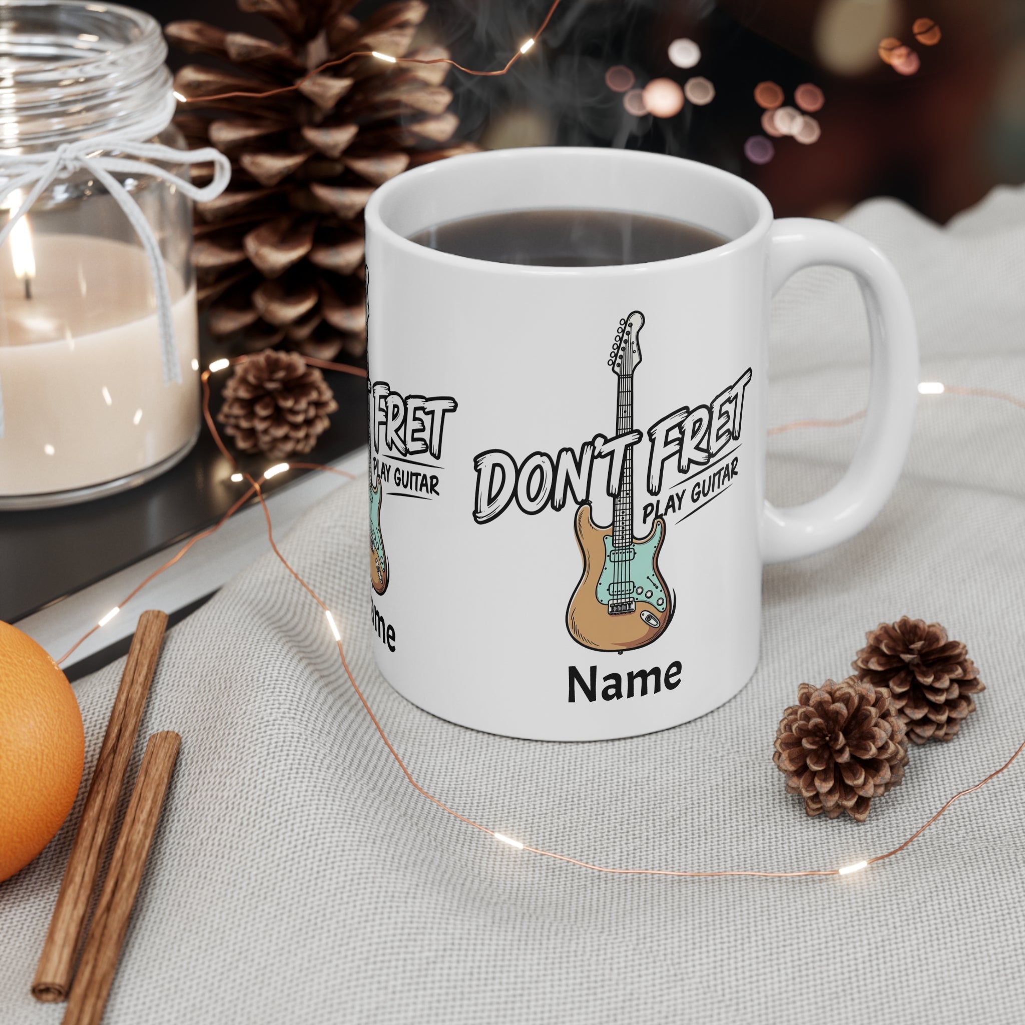 Don't Fret Play Guitar Mug | Personalised Guitar Coffee Mug – Fat Boris Guitar Shed 