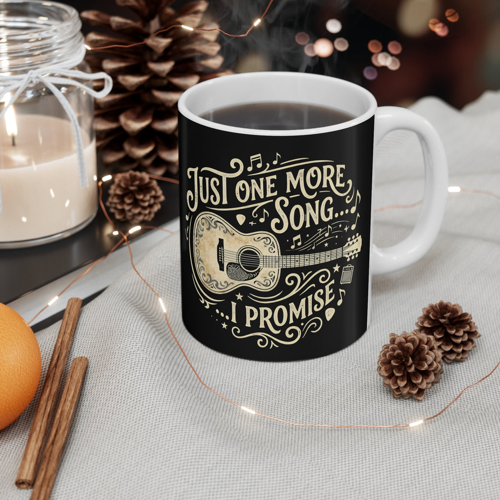 Acoustic Guitar Mug — "Just One More Song, I Promise" Coffee Cup Printify
