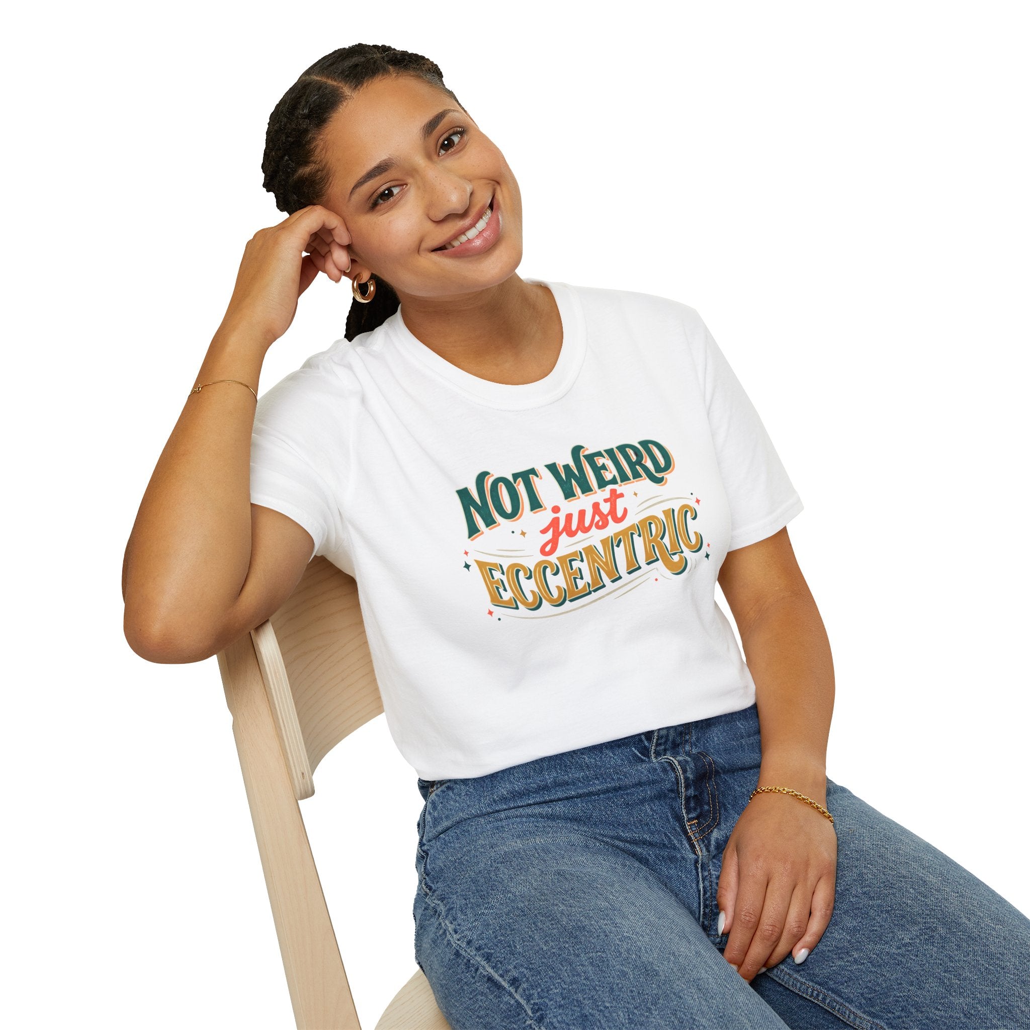 Eccentric Graphic T-Shirt — "Not Weird Just Eccentric" Retro Script Tee Printify