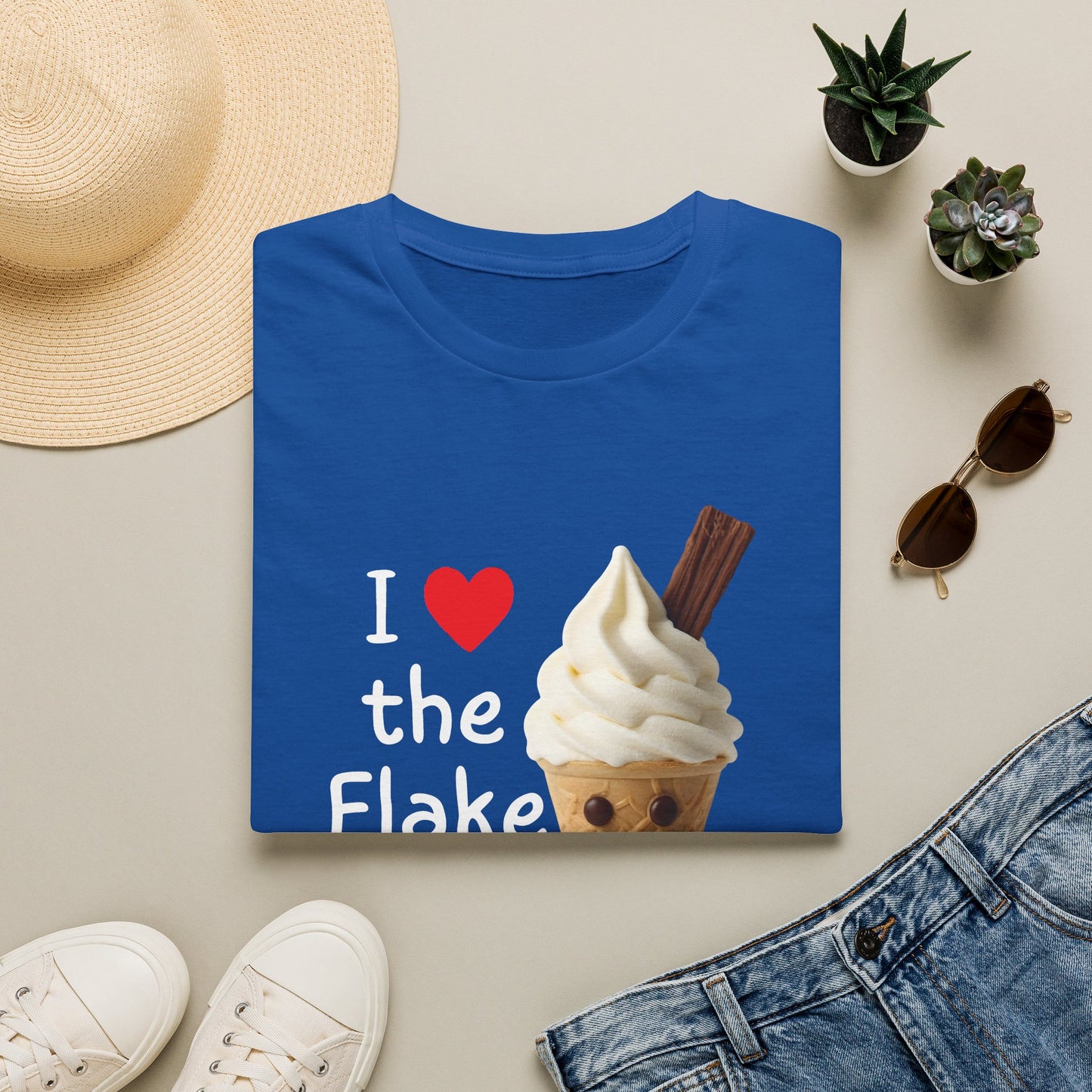 I Love the Flake Whippy Ice Cream T-Shirt | Funny Soft Serve Cone with Cadbury Flake Design Printify