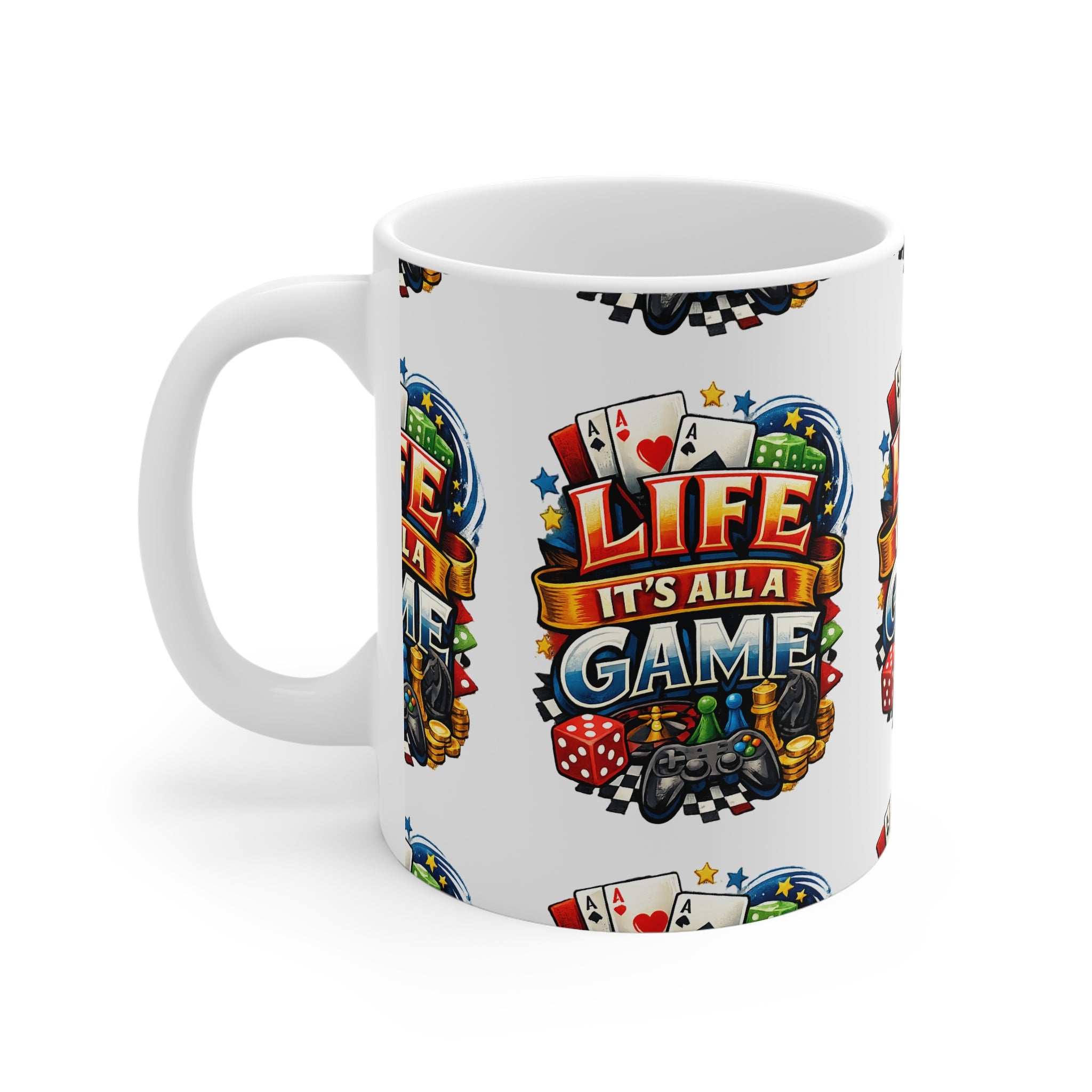 Life It's All a Game Mug — Colorful Gaming Quote Coffee Cup Printify