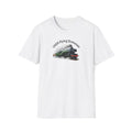 White t-shirt with a graphic 'LNER Flying Scotsman'  & text on a white background