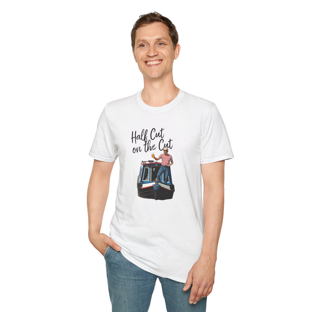 T-Shirt — “Half Cut on the Cut” Narrow boat Humour  Graphic Tee