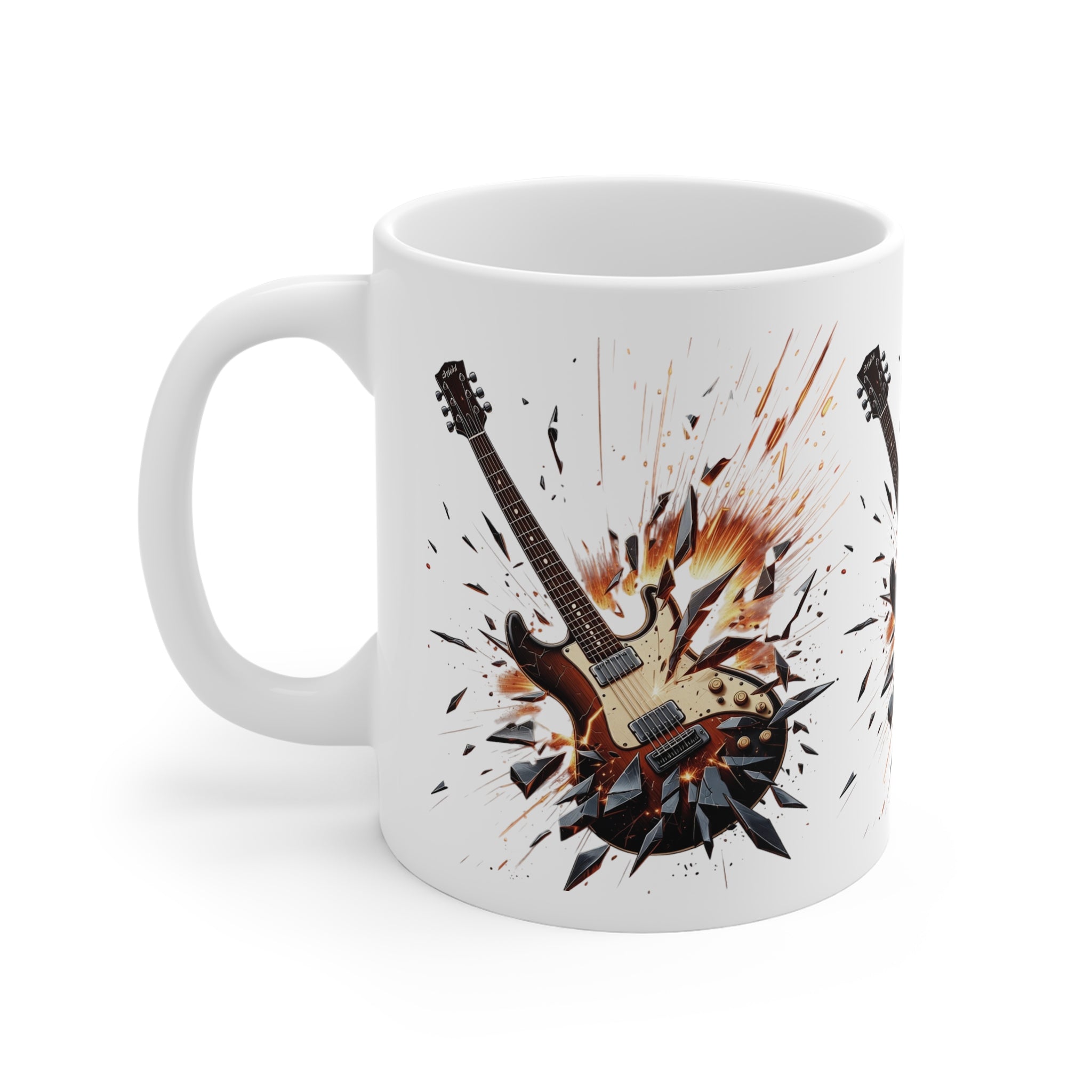 Shattered Guitar Mug – Rock Music Coffee Cup 