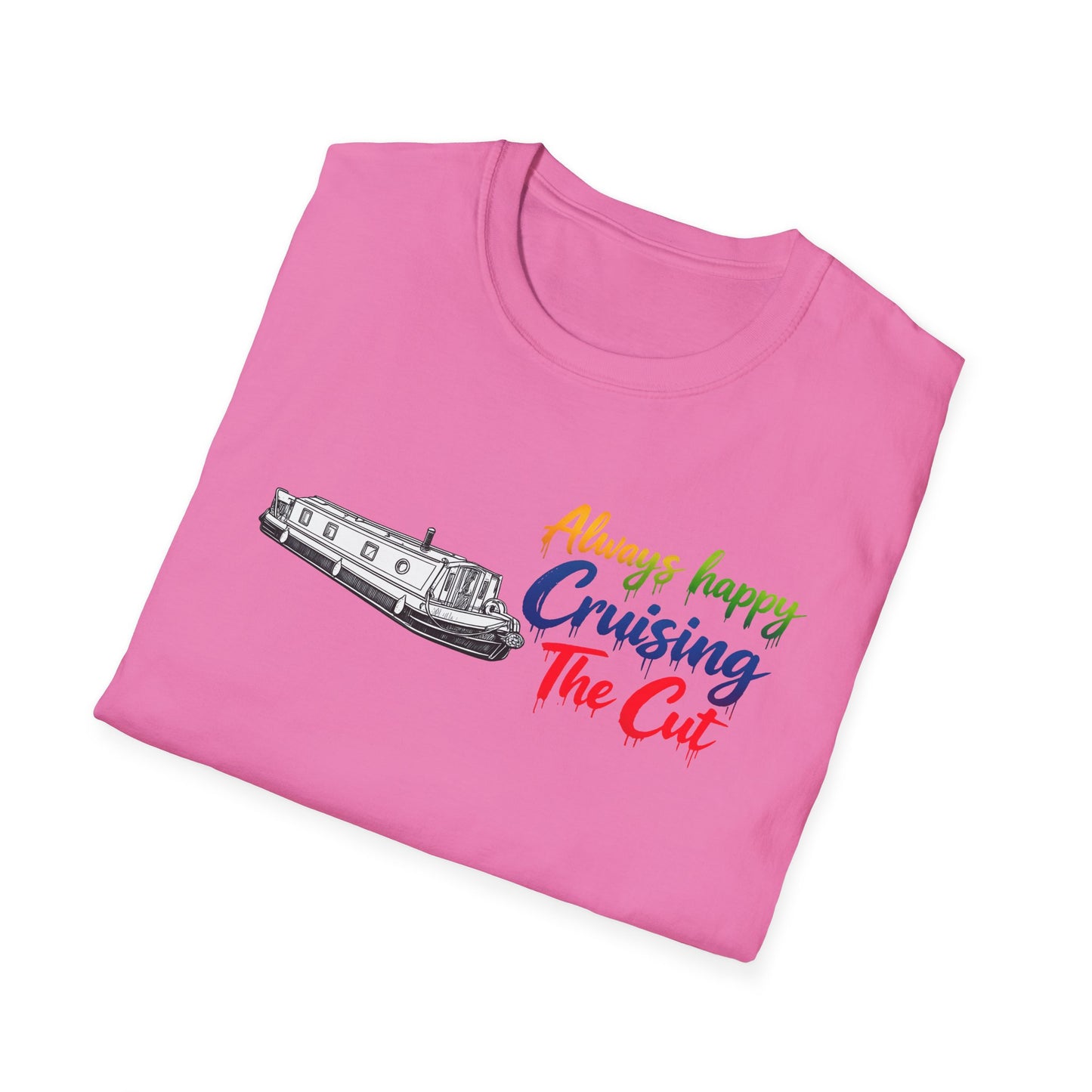 Cruising The Cut Boat T-Shirt — "Always Happy Cruising The Cut" Canal Boating Tee