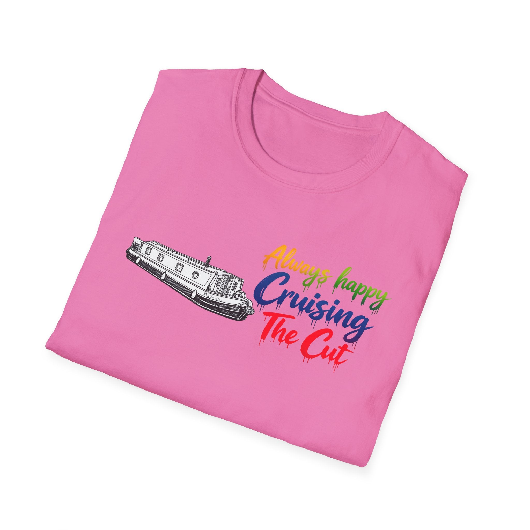 Cruising The Cut Boat T-Shirt — "Always Happy Cruising The Cut" Canal Boating Tee