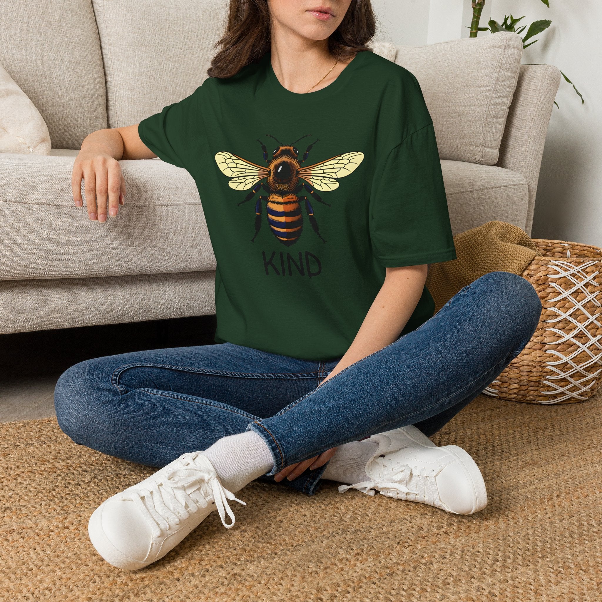 Bee Graphic T-Shirt — "Kind" Eco-Friendly Bee Tee for Nature Lovers Printify
