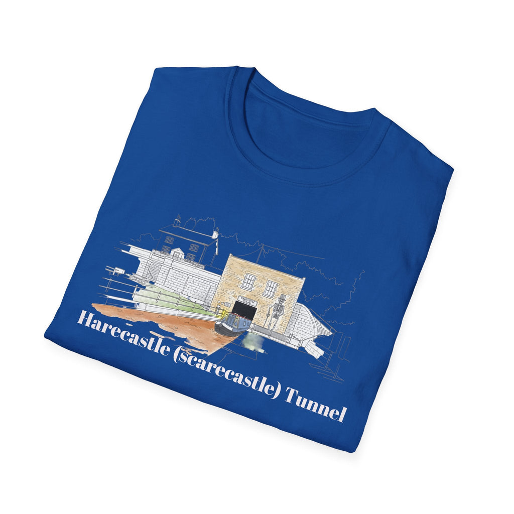Harecastle  (Scarecastle) Tunnel illustration T-Shirt — Vintage canal narrowboat Tee Printify