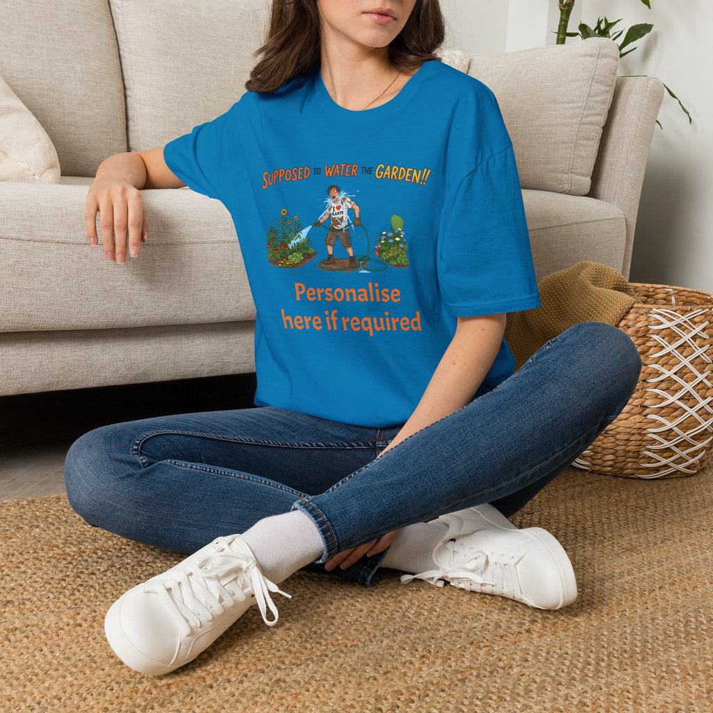 Garden Hose T‑Shirt — “Supposed to Water the Garden!!” Funny Gardener Tee -Personalise Option Printify