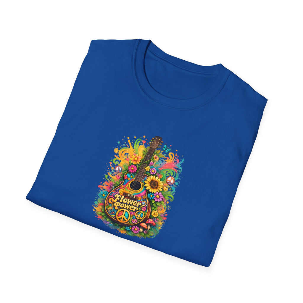 Flower Power Vibe 1960's Design Guitar T-Shirt 
