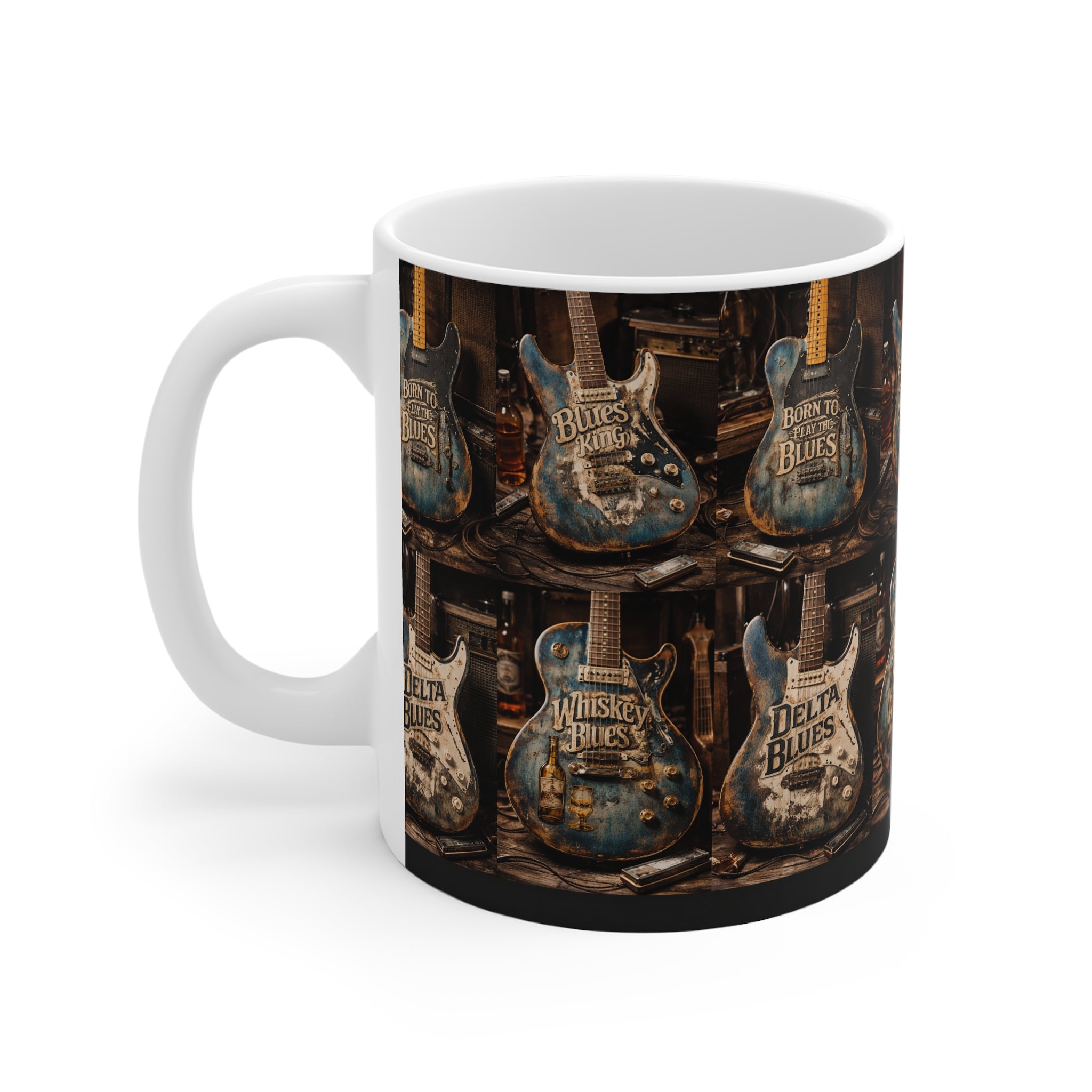 Fat Boris “Blues King” Guitar Coffee Mug – Vintage Blues Guitar Art Mug 