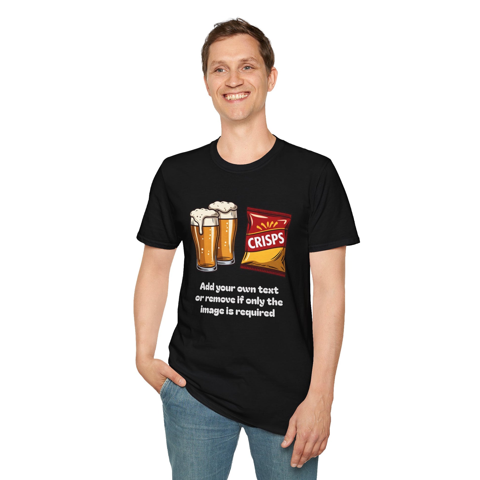 Personalised |Two Pints of Lager and a Packet of Crisps T-Shirt | Fat Boris British TV Nostalgia 