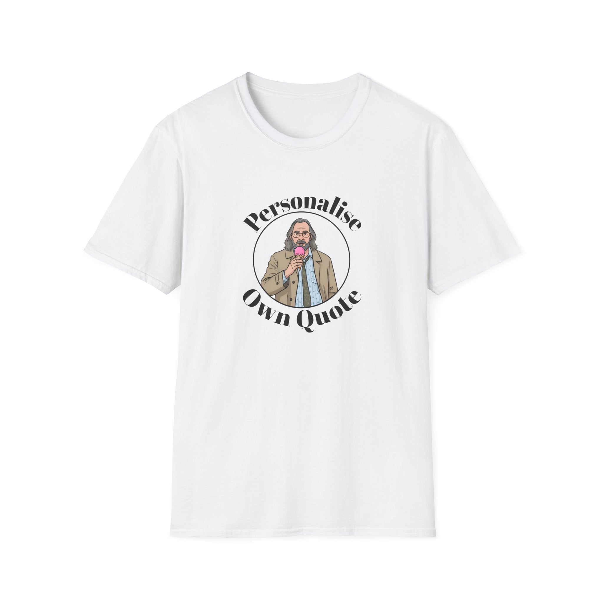 White t shirt with Jackson lamb graphic from slow horses t v show personalised text