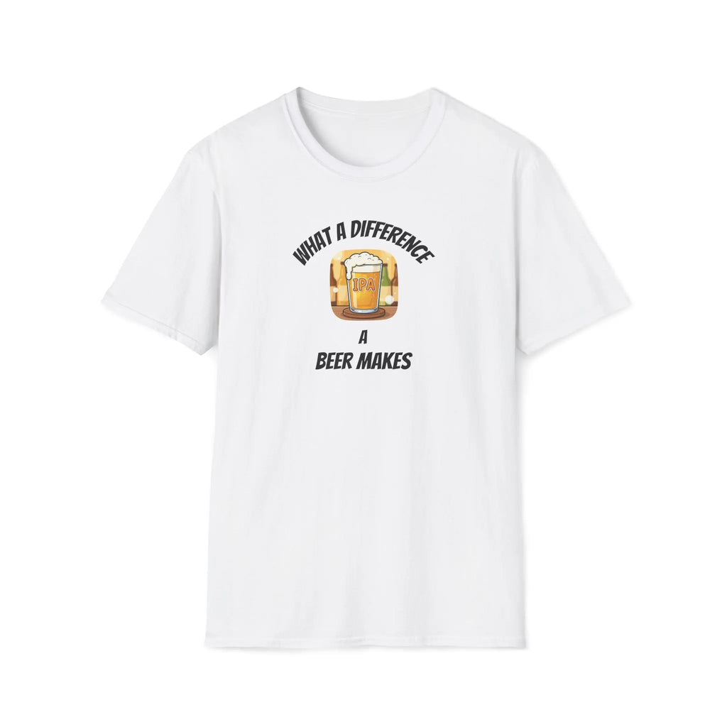 What a Difference a Beer Makes T-Shirt — Funny Beer Mug Graphic Tee for Beer Lovers Printify