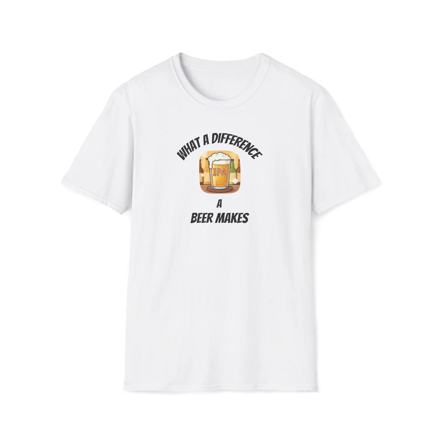 What a Difference a Beer Makes T-Shirt — Funny Beer Mug Graphic Tee for Beer Lovers Printify